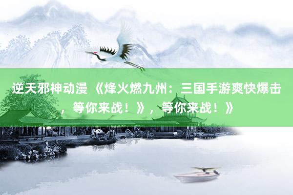 逆天邪神动漫 《烽火燃九州：三国手游爽快爆击，等你来战！》，等你来战！》